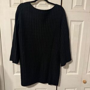 Unbranded Women's Black 3/4 Sleeve Ribbed Tunic Sweater - Size XL